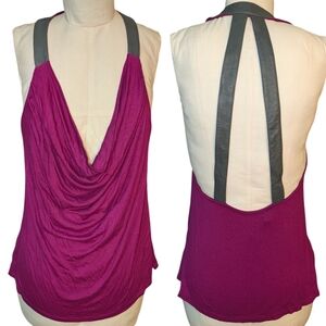 RARE Woodleigh STATEMENT Top, Faux Leather Strappy Back Halter COACHELLA Spring